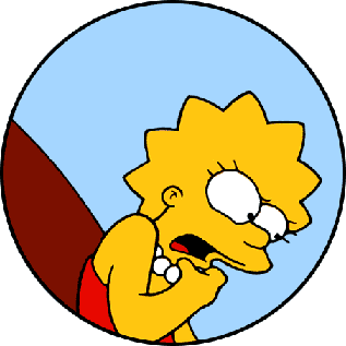 Lisa Simpson mit erschrockenem Gesicht auf Talfahrt